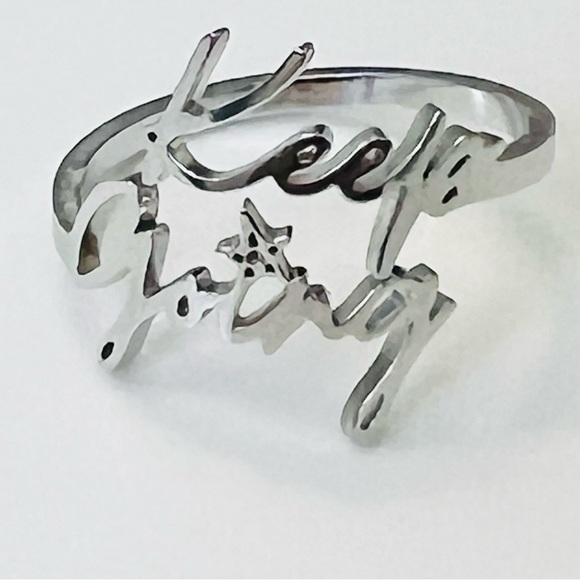 Silver “Keep Going” Inspiring Message Ring Size 8 - Picture 7 of 8
